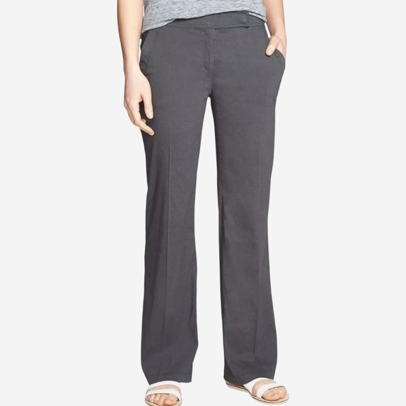 Eileen Fisher Linen Viscose Trouser Pant Size 6P Straight Leg Stretch Tan - Picture 2 of 12